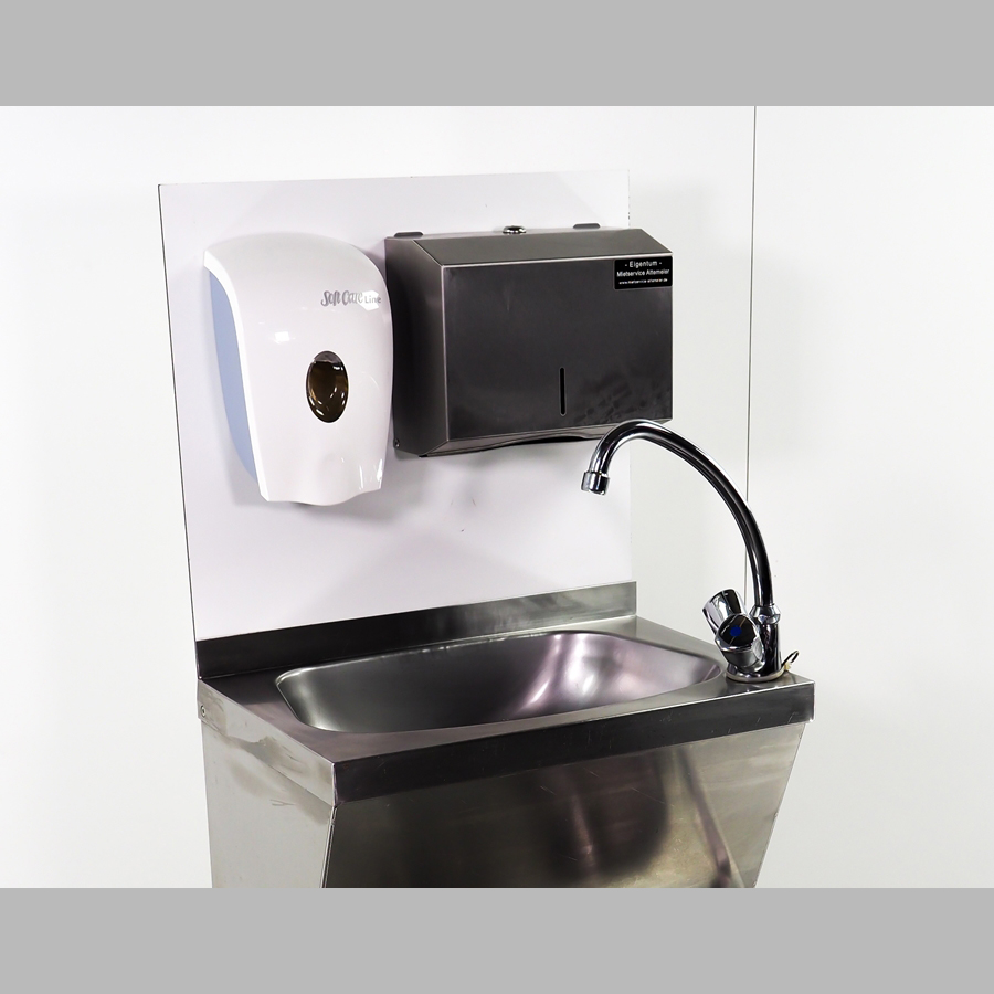 Montagebrett für Gastrohandwaschbecken mit Hygieneeinrichtung und Handtuchspender