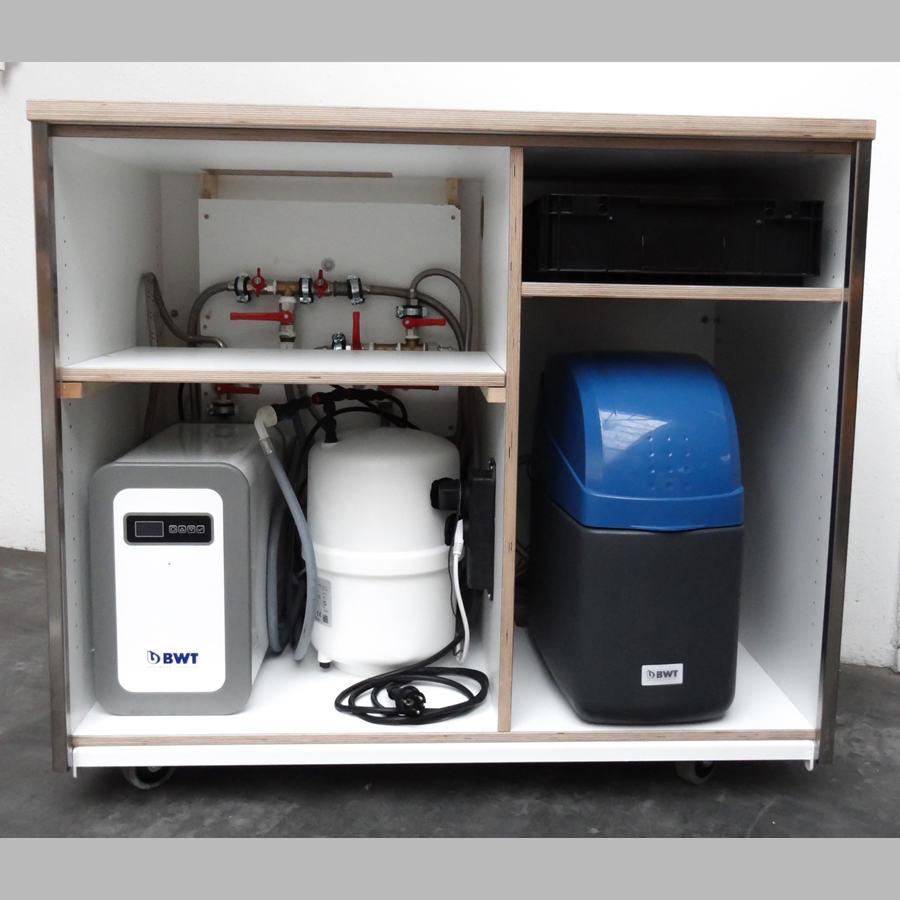 Mobile Osmoseanlage für alle Spülmaschinen mit Vorschaltung einer Teilentsalzung