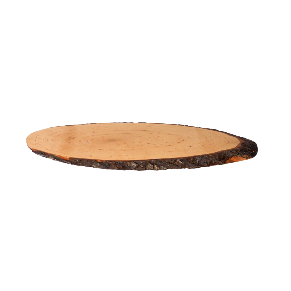 Holzbrett oval mit Rinde ca. 55x22 cm