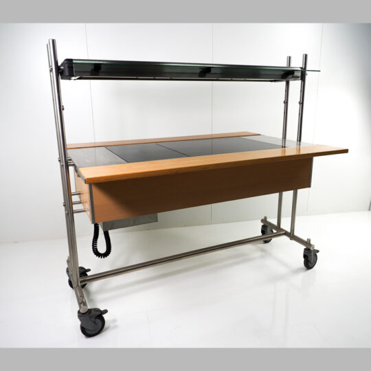 SB-Theke/WarmTop mit Wärmebord, auf Rollen, Roll-in-Buffetto, 1440 x 600 mm, Buche